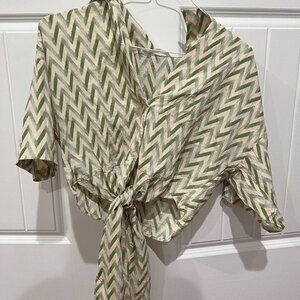 Tie-in-front Green Blouse